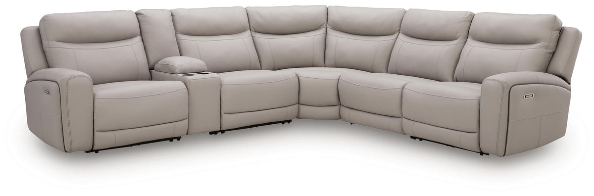 Gravier - 6-Piece Power Reclining Sectional With Storage Console - Gray – Reclining Sectionals