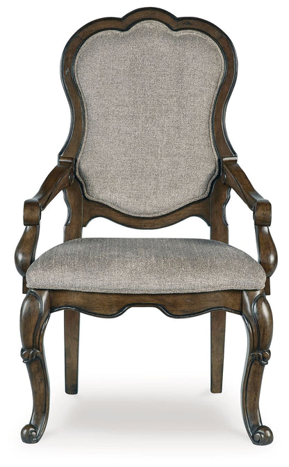Maylee - Dining Upholstered Arm Chair (Set of 2) - Dark Brown by Ashley – view 3