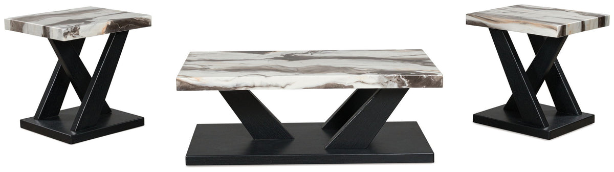 Cendill - Occasional Table Set (Set of 3) - Dark Brown / White / Black by Ashley – view 2