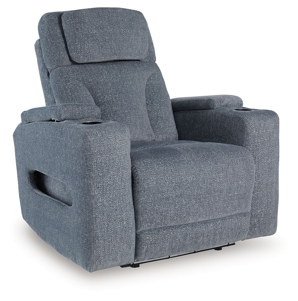 Studio Cave - Power Recliner - Steel by Ashley – Reclining Chairs