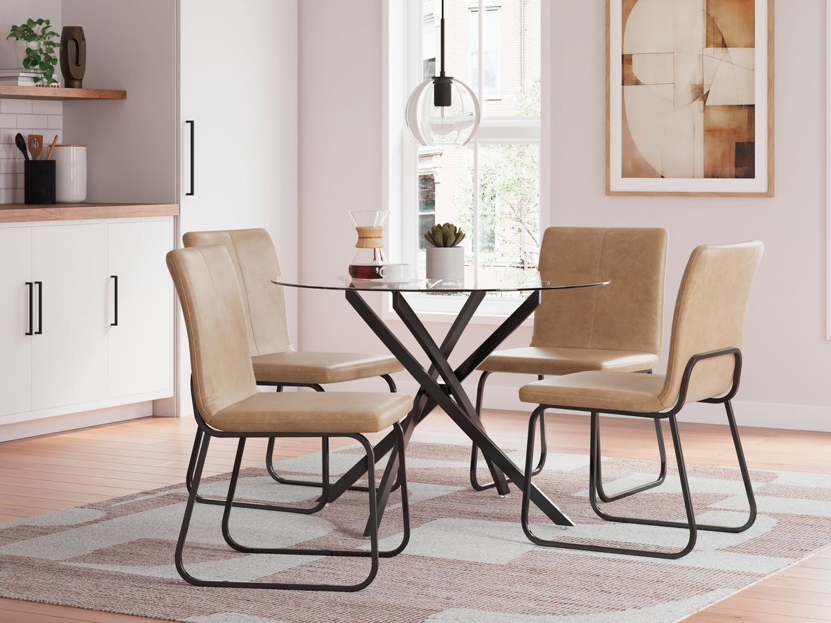 Pharwynn - 5 Pc. - Dining Room Table, 4 Side Chair - Black by Ashley – 5 Piece Dining Room Sets