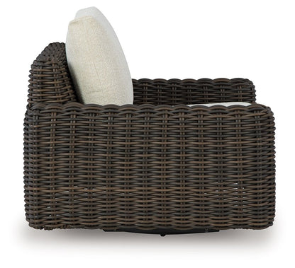 Kimora - Swivel Glider Lounge With Cushion - Beige / Dark Brown by Ashley – view 2