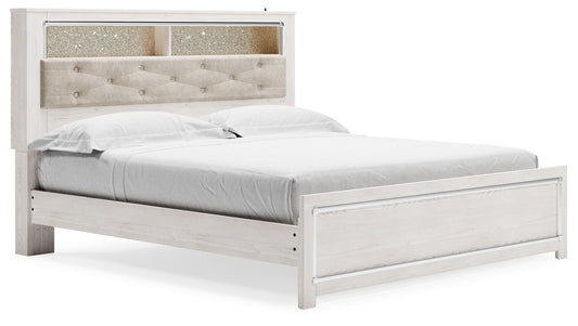 Altyra - King Bookcase Panel Bed - White by Ashley – Storage Beds