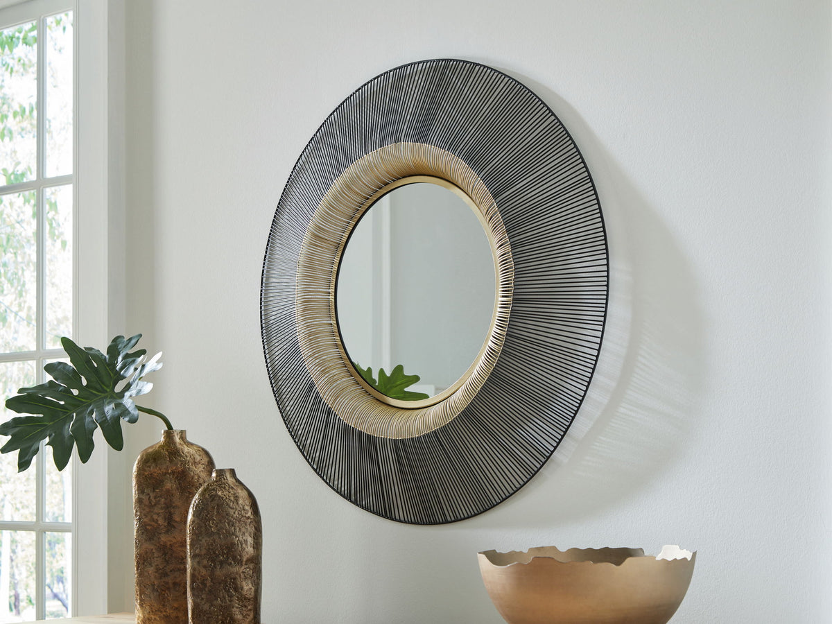 Dallmen - Accent Mirror - Black / Gold Finish by Ashley – view 2
