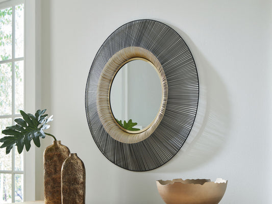 Dallmen - Accent Mirror - Black / Gold Finish by Ashley – view 2
