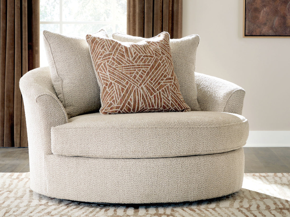 Steelwater Retreat - Oversized Swivel Accent Chair - Latte – view 3