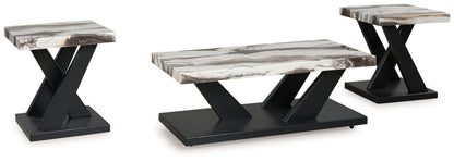 Cendill - Occasional Table Set (Set of 3) - Dark Brown / White / Black by Ashley – Table Sets