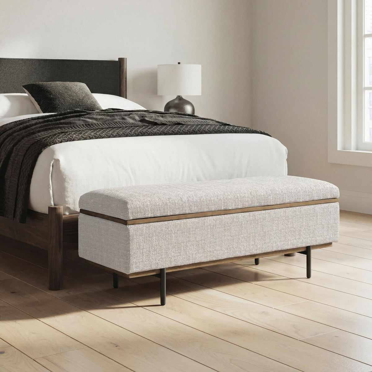 Dettaford Next-Gen Nuvella - Storage Bench - Stone by Ashley – view 2