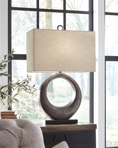 Saria - Metal Table Lamp - Antique Silver Finish by Ashley – view 3