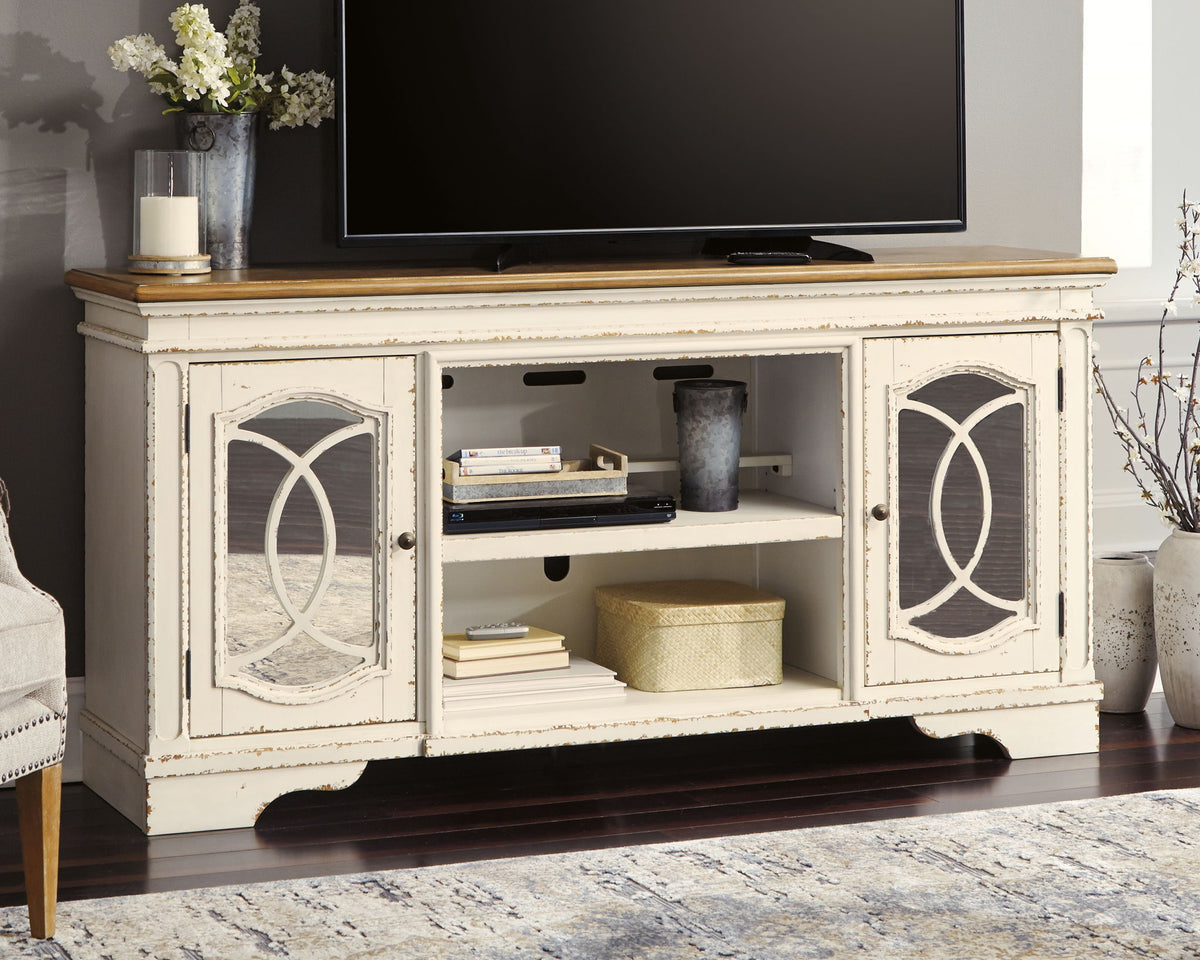 Realyn - XL TV Stand w/Fireplace Option - Chipped White by Ashley – view 3