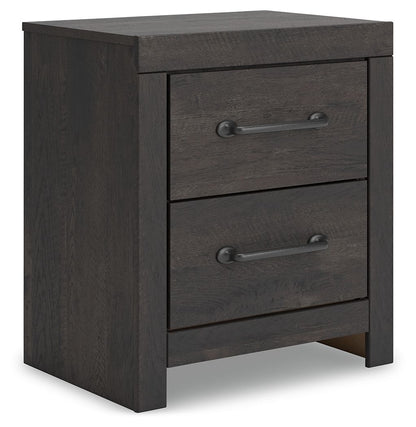 Hollivern - Two Drawer Night Stand - Dark Gray by Ashley – Nightstands w/ Charging Stations