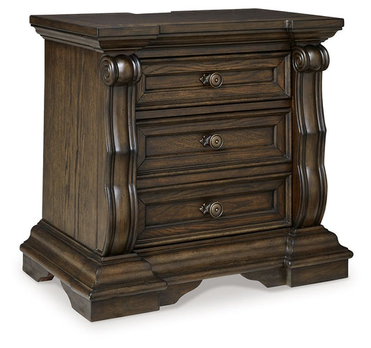 Maylee - Three Drawer Night Stand - Dark Brown by Ashley – Nightstands w/ Charging Stations