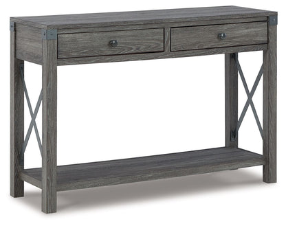 Freedan - Console Sofa Table - Grayish Brown by Ashley – Sofa Tables