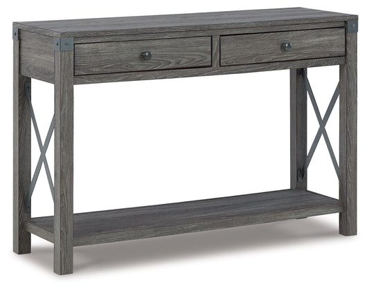 Freedan - Console Sofa Table - Grayish Brown by Ashley – Sofa Tables