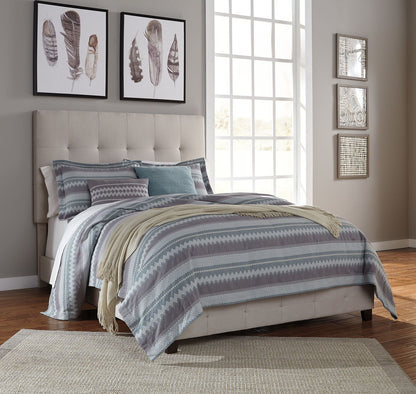 Culverbach - 5 Pc. - Dresser, Mirror, Queen Upholstered Bed, 2 Nightstands - Gray by Ashley – view 2