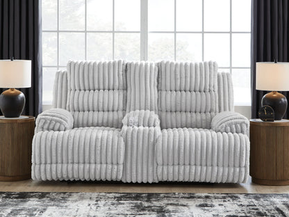 Rhines Falls - Double Reclining Power Loveseat With Console - Alloy by Ashley – view 3