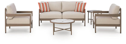 Bluff Trail - Loveseat, Lounge Chairs, Tables Set (Set of 5) - Beige by Ashley – 5 Piece Outdoor Sets