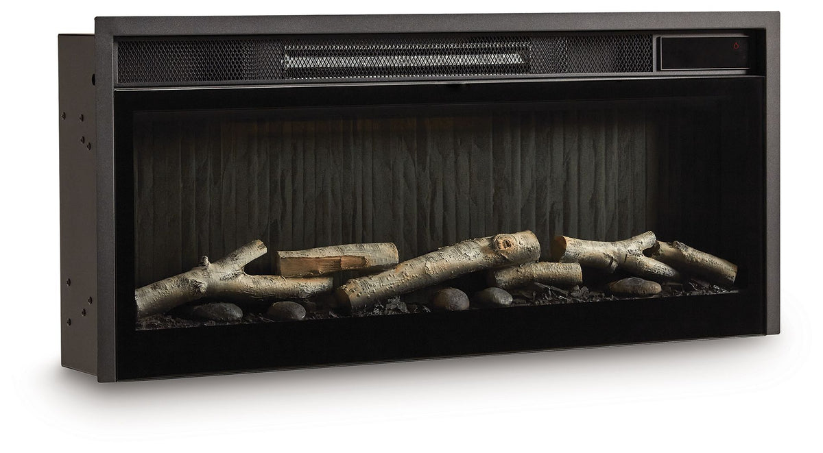 Entertainment Accessories - Fireplace Insert With Faux Birch Log Set - Black by Ashley – Fireplace Inserts