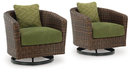 Horizon Hall - Swivel Lounge With Cushion - Brown / Green by Ashley – Swivel Chairs