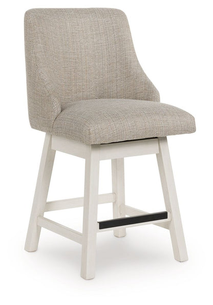 Robbinsdale - Upholstered Swivel Curved Back Barstool (Set of 2) - Antique White by Ashley – view 2