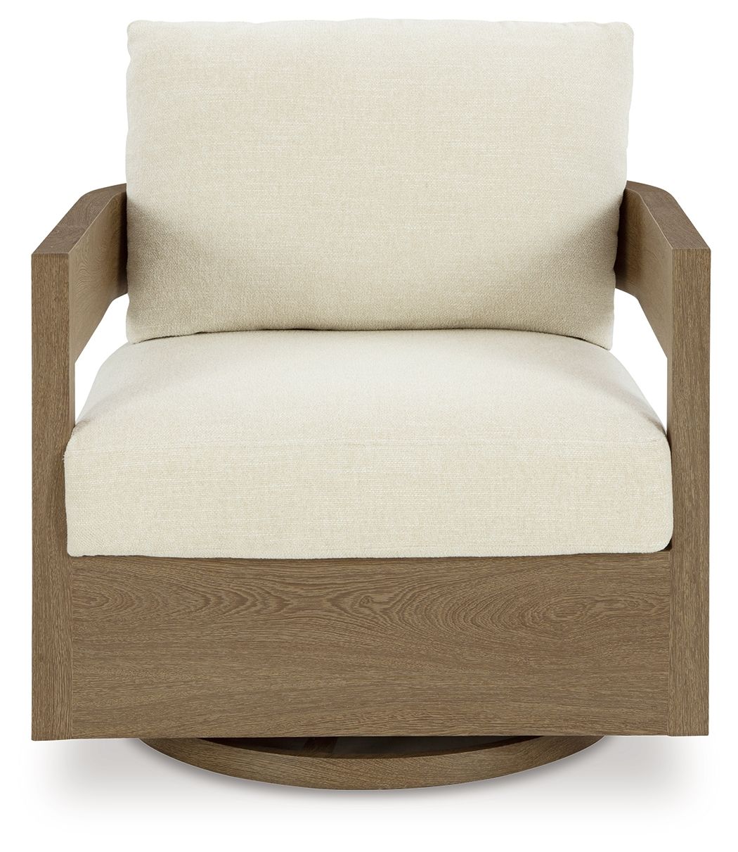 Serene Bay - Swivel Glider Chair With Cushion - Dark Brown / White by Ashley – view 3