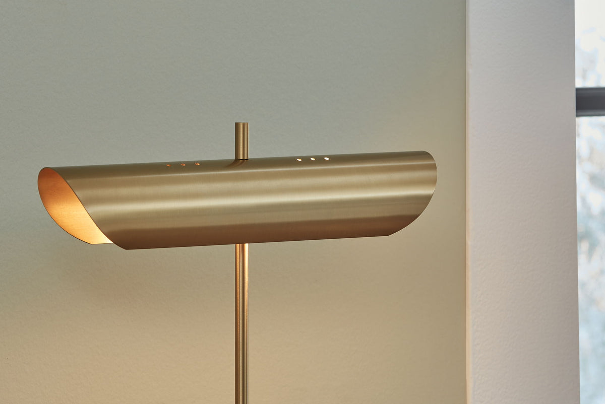 Rowleigh - Marble Desk Lamp - Gold Finish / White by Ashley – view 2