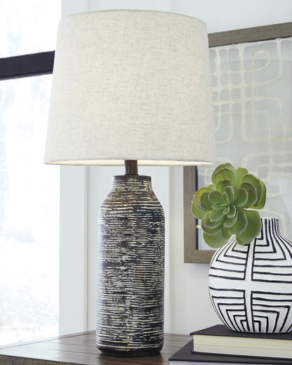 Mahima - Paper Table Lamp (Set of 2) - Black / White by Ashley – view 3