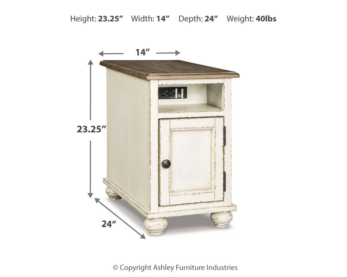 Realyn - Chair Side End Table - AC / USB - White / Brown by Ashley – view 2