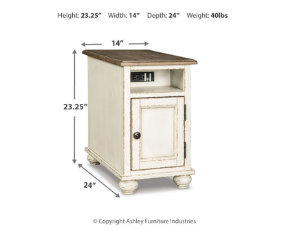 Realyn - Chair Side End Table - AC / USB - White / Brown by Ashley – view 2