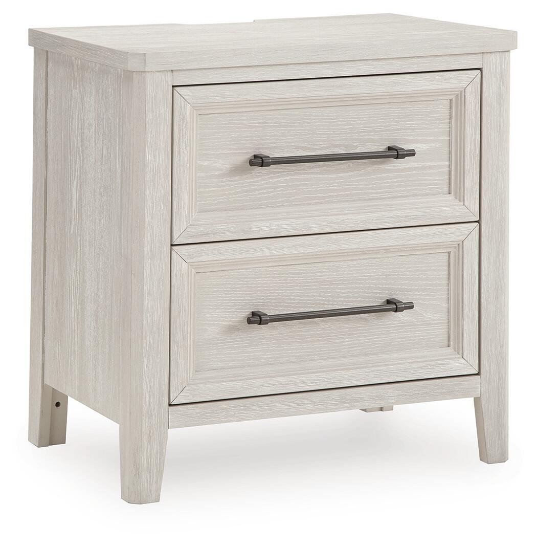 Darbonton - Two Drawer Night Stand - Dove White by Ashley – Nightstands w/ Charging Stations