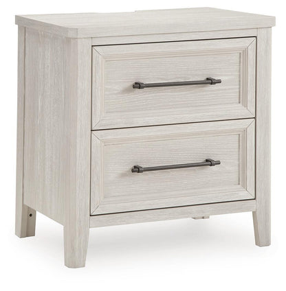 Darbonton - Two Drawer Night Stand - Dove White by Ashley – Nightstands w/ Charging Stations