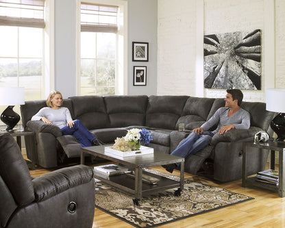 Tambo - 3 Pc. - Right Arm Facing Loveseat with Console 2 Pc Sectional, Rocker Recliner - Pewter by Ashley – 3 Piece Living Room Sets
