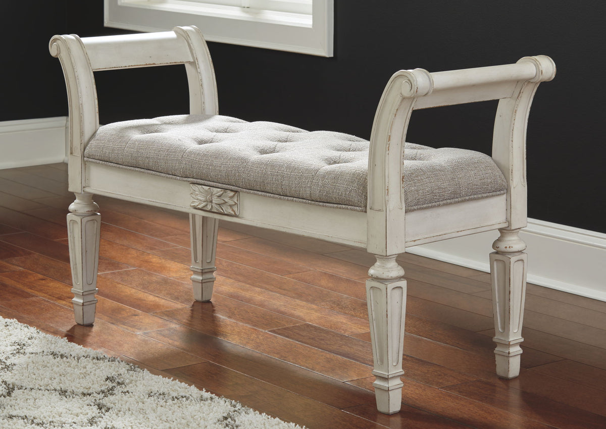 Realyn - Accent Bench - Antique White by Ashley – view 3