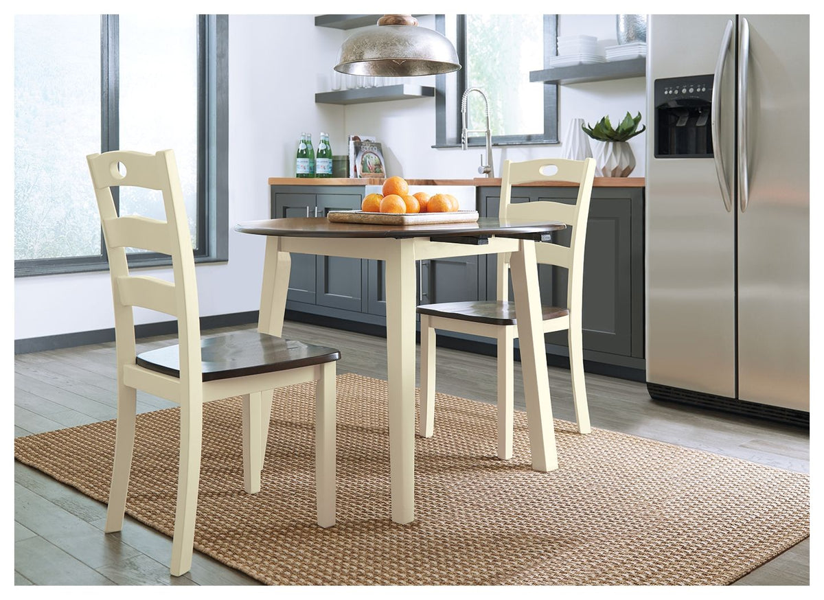 Woodanville - Round DRM Drop Leaf Table - Cream / Brown by Ashley – Dining Tables