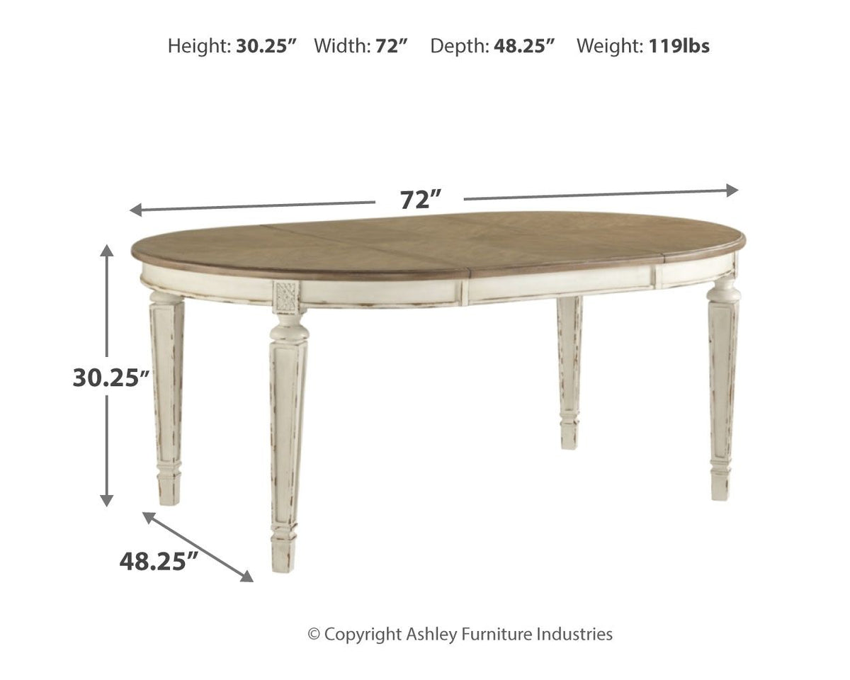 Realyn - Oval Dining Room Extension Table - Chipped White by Ashley – view 3