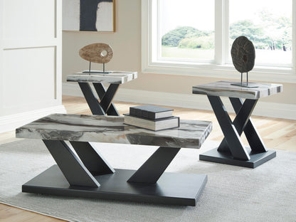 Cendill - Occasional Table Set (Set of 3) - Dark Brown / White / Black by Ashley – view 3