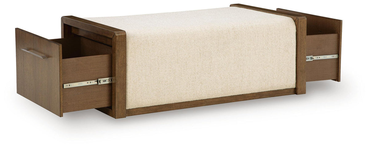 Marxmore - Upholstered Ottoman With Storage - Brown by Ashley – view 3