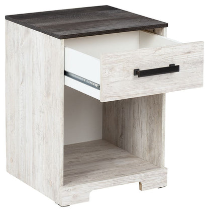 Shawburn - One Drawer Night Stand - Open Cubby - White / Black / Gray by Ashley – view 3