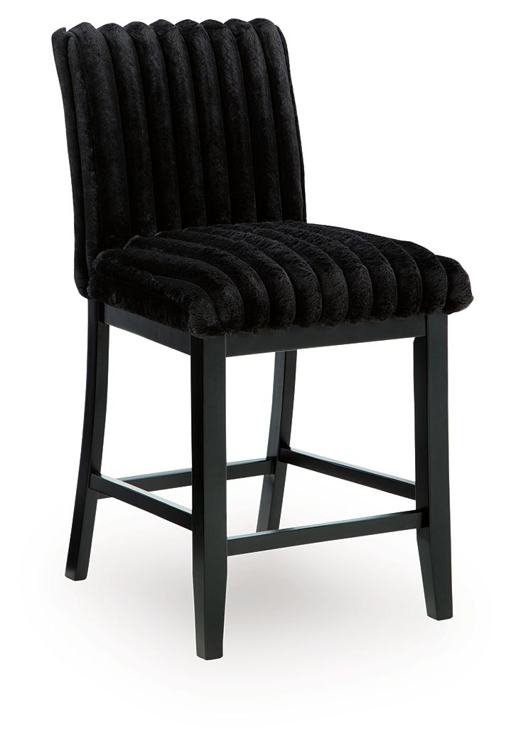 Mervannie - Upholstered Barstool (Set of 2) - Black by Ashley – view 2