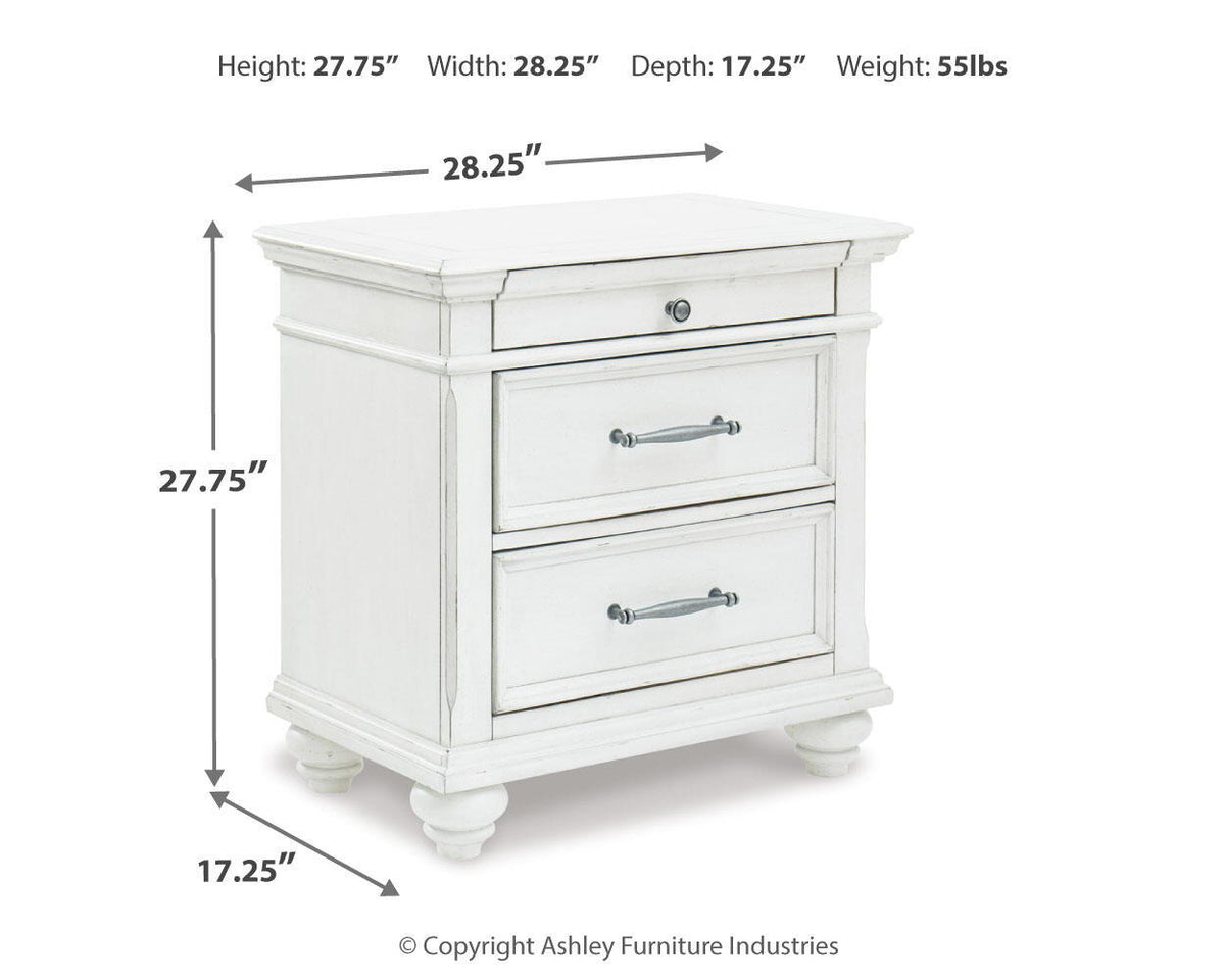 Kanwyn - Three Drawer Night Stand - Whitewash – view 2