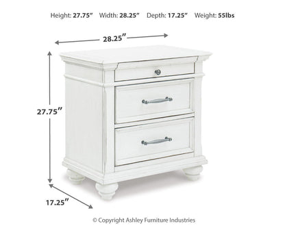Kanwyn - Three Drawer Night Stand - Whitewash – view 2