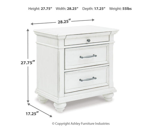 Kanwyn - Three Drawer Night Stand - Whitewash – view 2