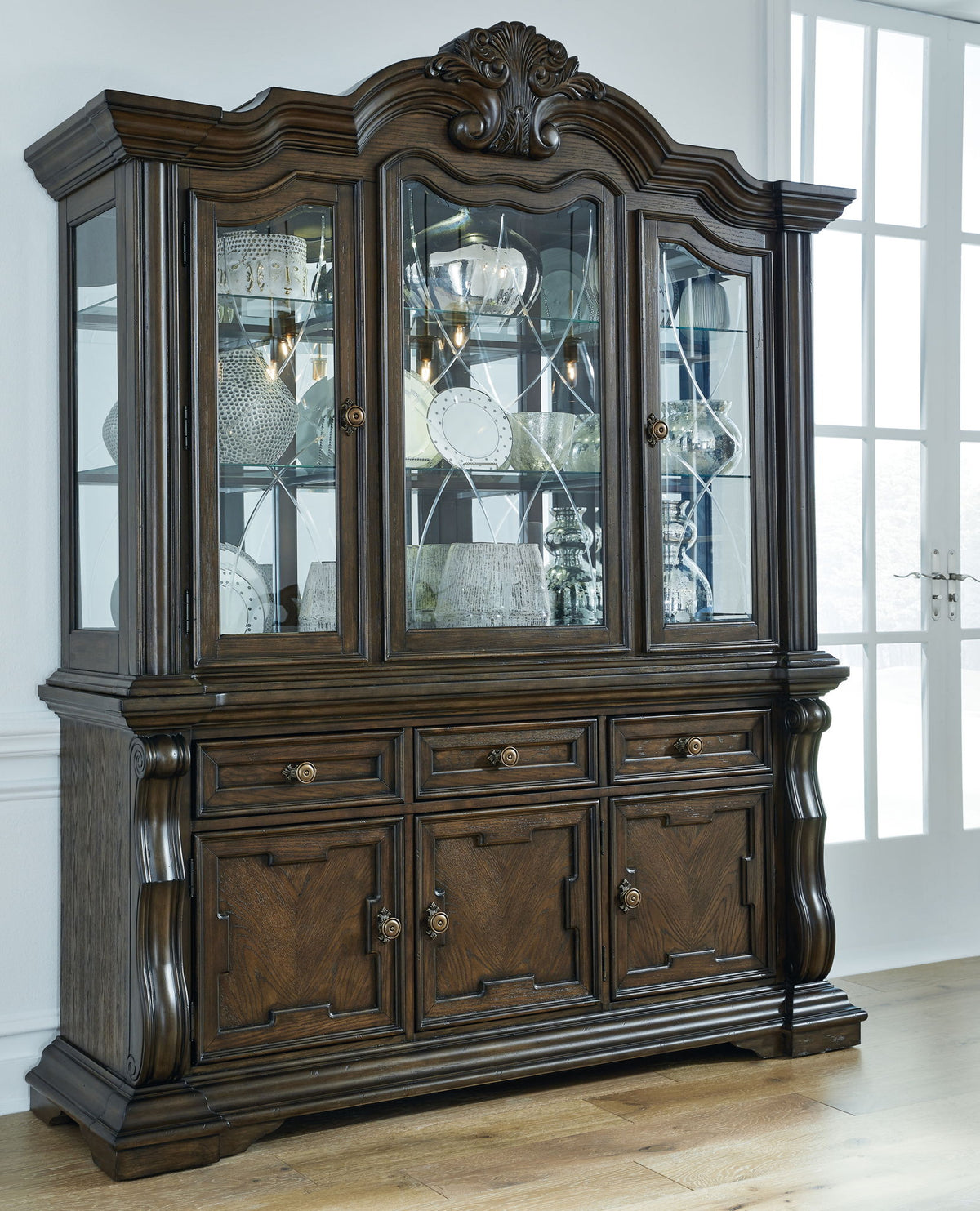 Maylee - Dining Buffet And Hutch - Dark Brown by Ashley – view 2