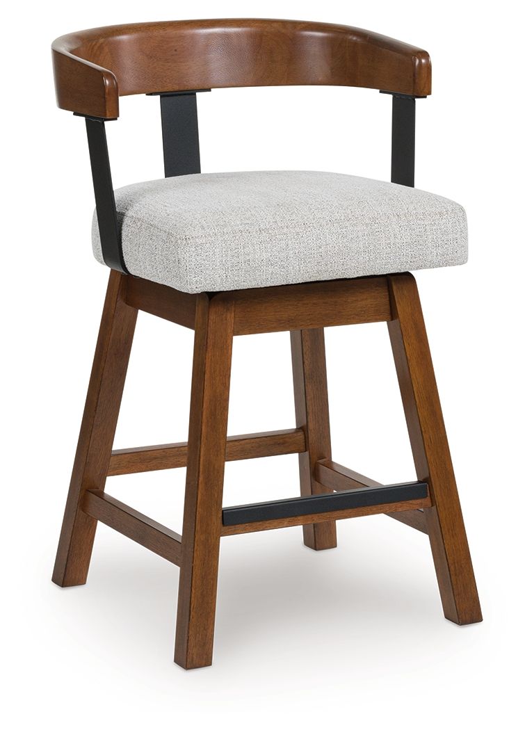 Ralene - Upholstered Swivel Barstool (Set of 2) - Medium Brown by Ashley – view 2