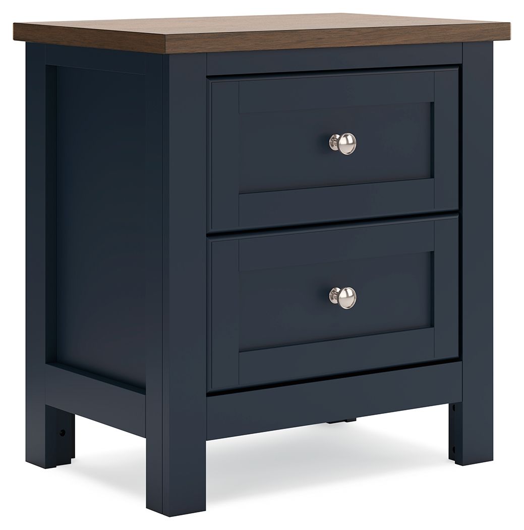 Landocken - Two Drawer Night Stand - Brown / Blue by Ashley – Accent Nightstands