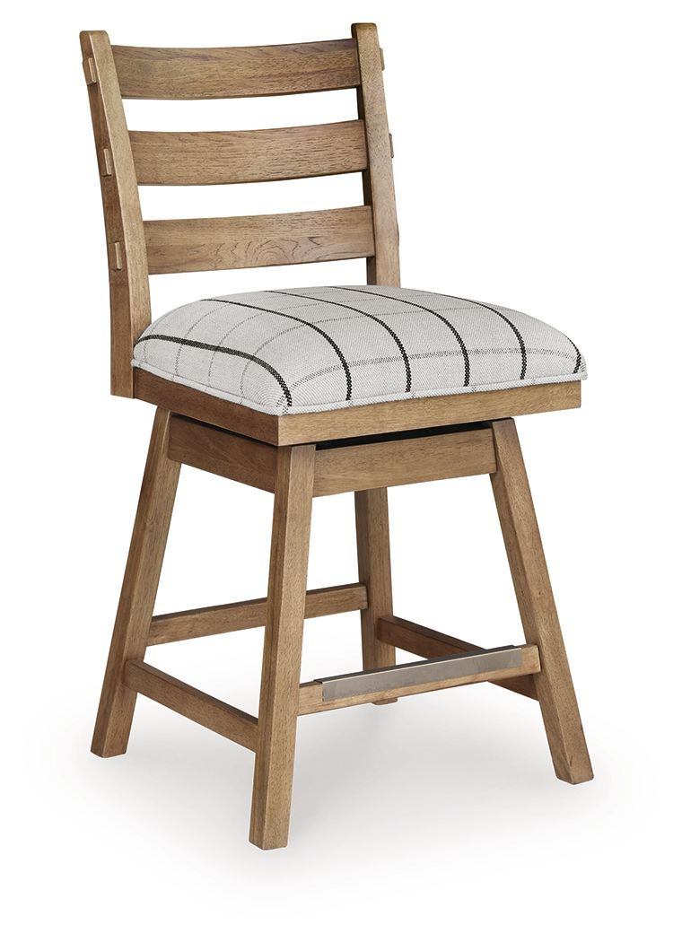 Ridgester - Upholstered Swivel Barstool (Set of 2) - Light Brown – view 2