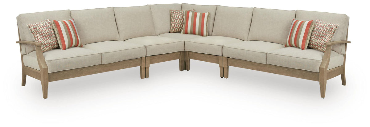 Clare View - 5-Piece Outdoor Sectional - Beige by Ashley – Stationary Sectionals