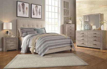 Culverbach - 5 Pc. - Dresser, Mirror, Queen Upholstered Bed, 2 Nightstands - Gray by Ashley – 5 Piece Bedroom Sets