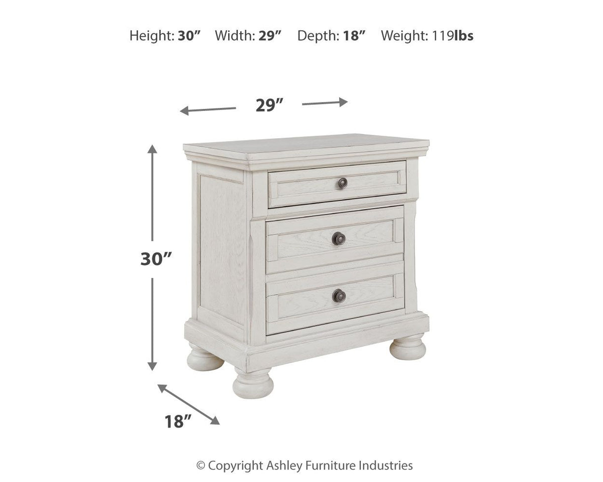 Robbinsdale - Two Drawer Night Stand - Antique White by Ashley – view 3