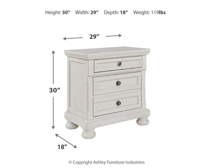 Robbinsdale - Two Drawer Night Stand - Antique White by Ashley – view 3